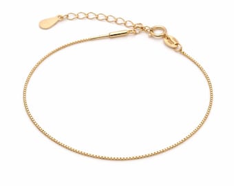 Rose Gold Sterling Silver Bracelet, Minimalist Adjustable Chain