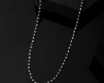 Sterling Silver Mangalsutra Necklace, Minimal Black Beads Chain