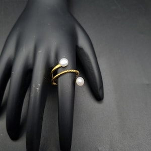 Fresh Water Pearl Ring, 925 Sterling Silver Ring, Adjustable Ring, Pearl Ring, Gold Plated Ring, Real Pearl Ring, Jewelry, Statement Ring