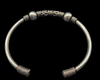 Oxidized Silver Cuff Bracelet | Tribal Ethnic Adjustable Bangle | Handmade Boho Statement Jewelry Gift