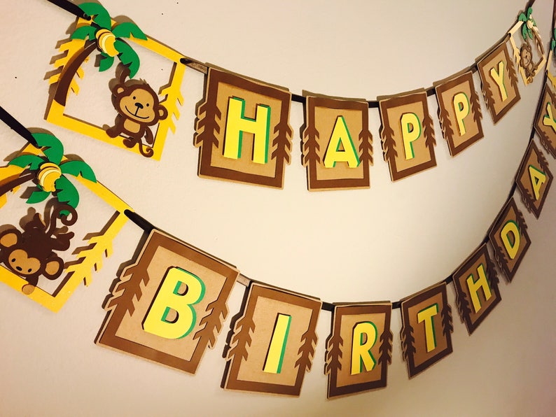 Monkey Banner Monkey Birthday Banner Monkey Baby Shower Etsy