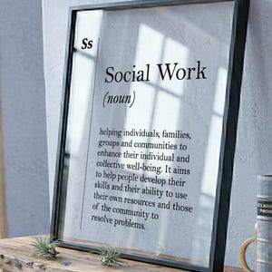 Lámina transparente con la definición de Trabajo Social, regalo para trabajadores sociales, póster de cristal acrílico.