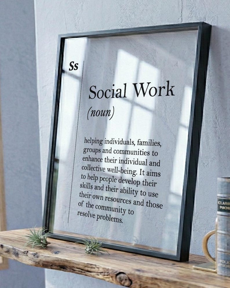 Transparent Social Work Definition Print, Social Worker Gift, Acrylic Glass Poster image 1