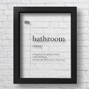 TRANSPARENT Bathroom Poster Bathroom Print Bathroom Wall Art Funny Bathroom Decor Bathroom Art Shower Wall Art Bath Art Bathroom Definition