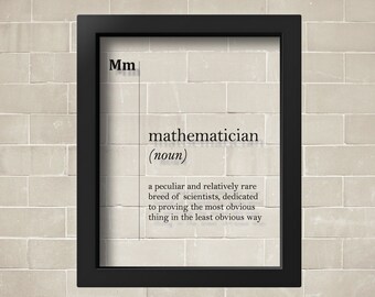 Mathematician Definition Acrylic Glass Poster, Mathematician Print, Maths Teacher Gift, Mathematician Gift, Science Gift