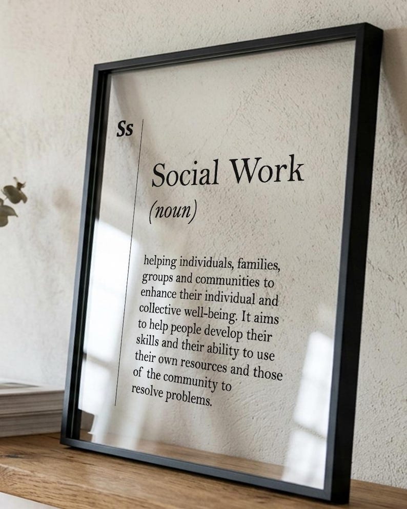 Transparent Social Work Definition Print, Social Worker Gift, Acrylic Glass Poster image 6