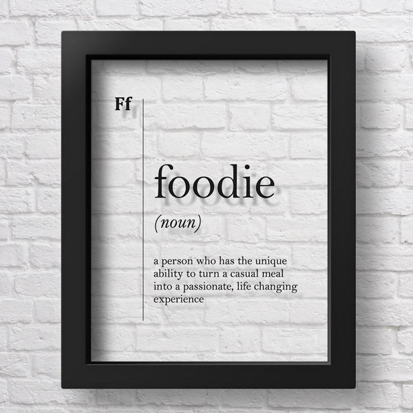 TRANSPARANTE Foodie Definitie Print Keuken Decor Home Wall Art Foodie Gift Food Poster Foodie Wall Art Typografie Scandinavische Foodie Art