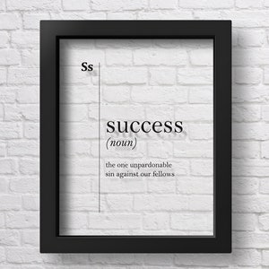 TRANSPARENT Success Definition Print Success Sign Friend Gift Successful Funny Dorm Wall Art Coworker Gift New Job Gift Office Home Decor