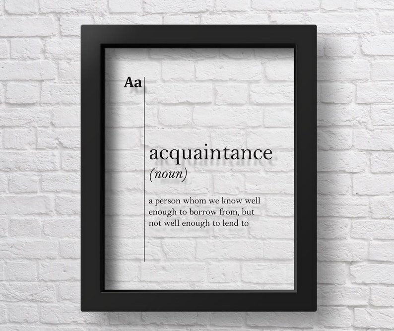 Transparent Acquaintance Definition Print Friend Gift Dorm Etsy Transparent Acquaintance Definition Print Friend Gift Dorm Etsy