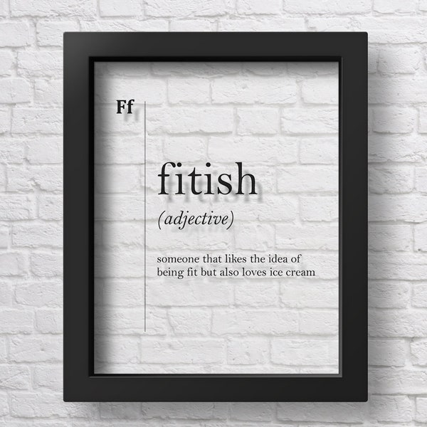 TRANSPARENT Fitish Definition Poster, Funny Kitchen Wall Art, Foodie Gift, Kitchen Wall Decor