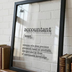 Lámina transparente con la definición de Contador, Regalo para Contadores, Decoración de Pared para Oficina de Contabilidad, Póster de Vidrio Acrílico