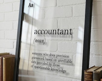Transparent Accountant Definition Print, Accountant Gift, Accounting Office Wall Decor, Acrylic Glass Poster