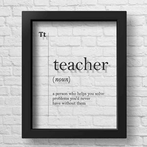 TRANSPARENT Teacher Funny Definition Print Gift for Teacher College School Wall Art Coworker Office Decor Scandinavian Typography Dictionary image 1