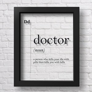 TRANSPARENT Doctor Definition Gift For Doctor Office Decor Medical Gifts Medicine Wall Art Typography Doctor Quotes Dictionary Professions