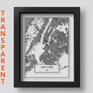 Mappa di New York TRASPARENTE Mappa dettagliata di New York Mappa di New York Wall Art Mappa di New York Stampa di New York Poster di New York Regalo di New York Stampa della mappa di New York