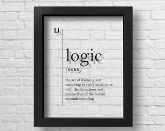 Definición de lógica transparente Impresión de cita lógica Póster de lógica Regalo Decoración de pared de oficina Arte lógico Decoración de pared de dormitorio Arte de diccionario divertido Minimalista