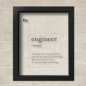 Engineer Definition Acrylic Glass Poster, Engineer Print, Engineer Gift, Engineer Wall Art, Engineer Office Decor