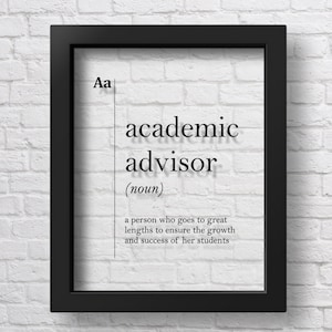 TRANSPARENT Academic Advisor Poster College Coworker Gift Advisor Gift New Job Wall Art University Gift Dorm Decor Dictionary Teacher Gift
