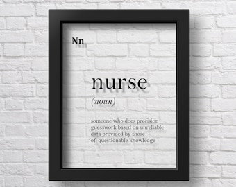 TRANSPARENT Nurse Definition Gift For Nurse Wall Art Graduation Gift Nurse Poster Hospital Wall Decor Nurse Room Decor Gift Medical Quotes