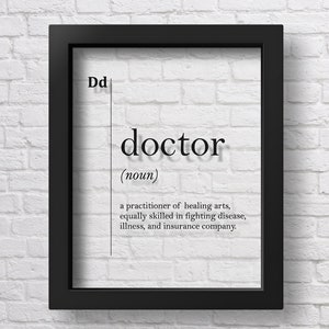 Póster transparente de médico, regalo para médico, definición de médico, arte mural para hospital, arte médico imagen 2