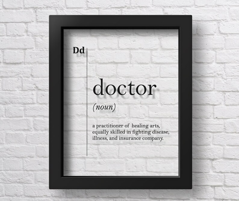 Póster transparente de médico, regalo para médico, definición de médico, arte mural para hospital, arte médico imagen 2