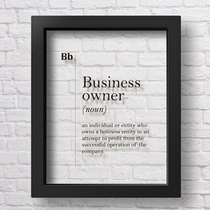 TRANSPARENT Business Owner Definition Poster, Businessman Gift, Entrepreneur Gift, Office Decor