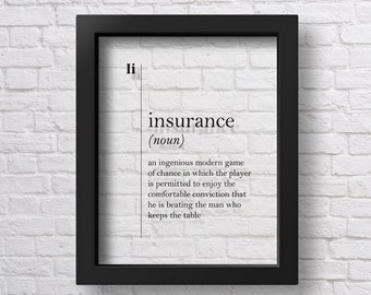 TRANSPARENT Insurance Wall Art Insurance Gift Insurance Agent Gift Insurance Office Decor Insurance Definition Office Wall Art Funny Quotes