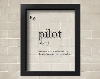 Pilot Definition Acrylic Glass Poster, Pilot Print ,Pilot Gift, Aviation Wall Art, Pilot Poster, Aviation Wall Decor, Aviation Poster