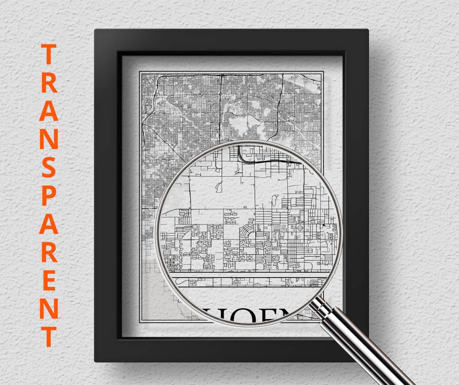 TRANSPARENT Phoenix City Map Detailed Phoenix Map Phoenix Wall Art