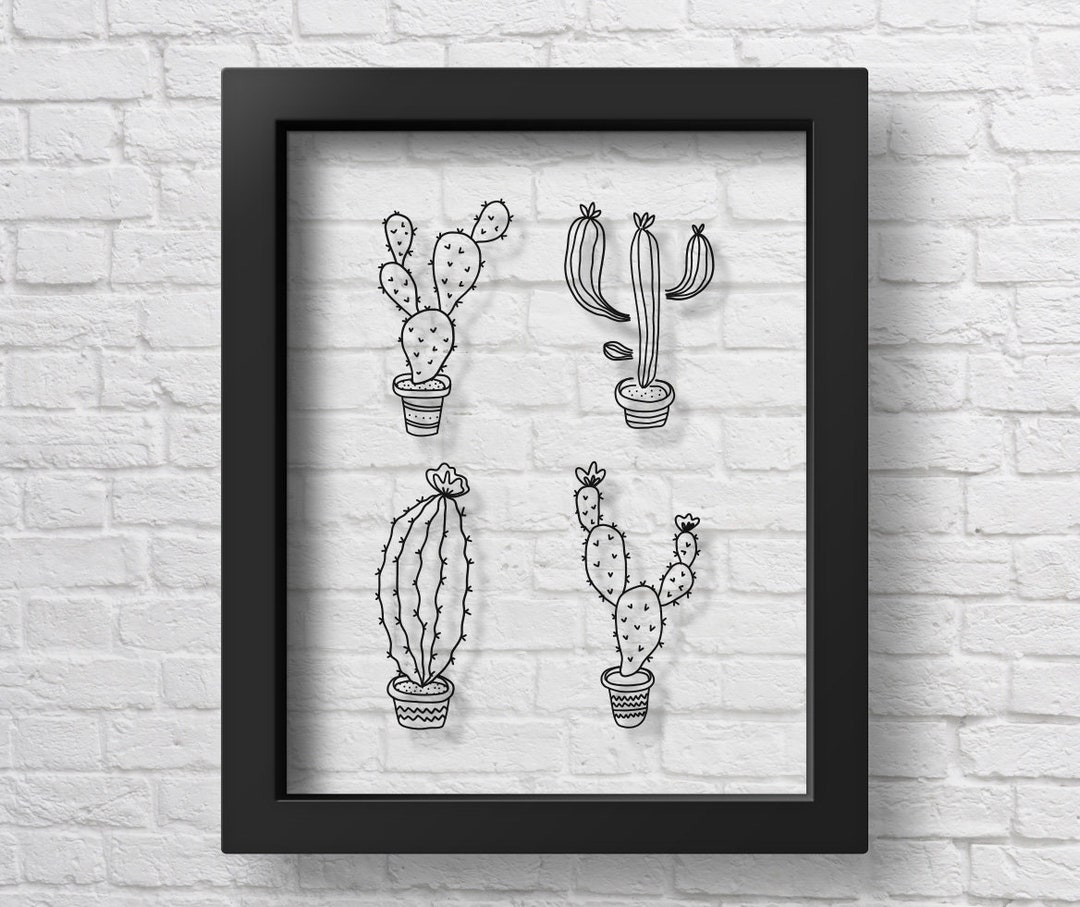 TRANSPARENT Cactus Poster Cactus Print Office Decor Nursery Decor Kids ...