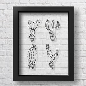 TRANSPARENT Cactus Poster Cactus Print Office Decor Nursery Decor Kids Room Wall Art Cactus Wall Art Children Gift Cactus Sketch Kids Gift