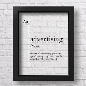 TRANSPARENT Advertising Definition Print Marketing Office Wall Art Boss Gift Adv Poster Agency Wall Art Poster Scandinavian Decor Dictionary