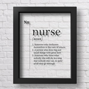 TRANSPARENT Nurse Definition Poster, Nurse Gift, Nurse Wall Art, Nurse Graduation Gift, Nurse Gift, Nurse Office Decor