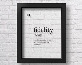 Transparent Fidelity Definition Print, Policeman Gift, Lawyer Gift, Office Decor, Police Wall Art Officer Gift, Dictionary Art