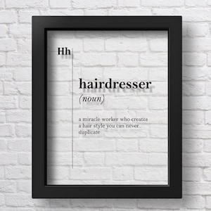 TRANSPARENT Hairdresser Definition Print Barber Gift for Stylist Coworker Decor Barbershop Wall Art Barber Poster Hairdresser Wall Art