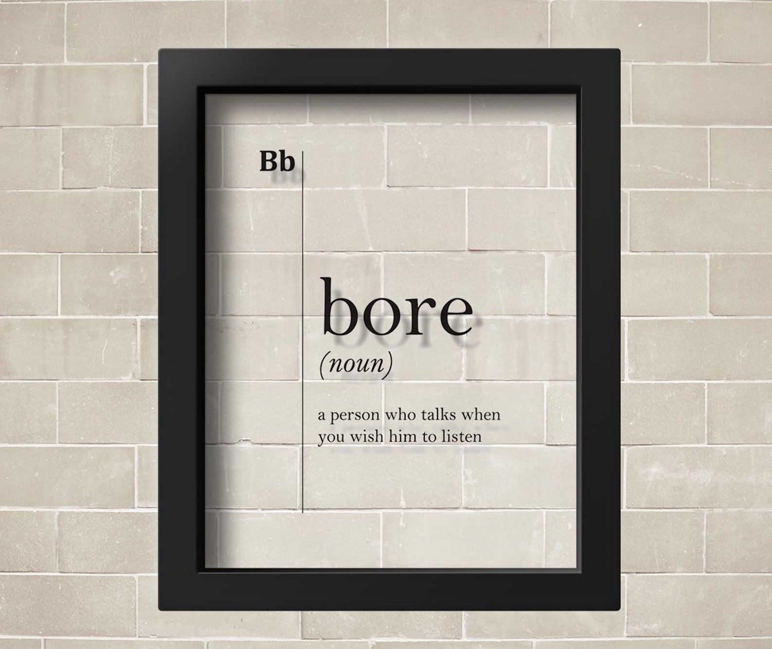 TRANSPARENT Bore Definition Poster Teacher Gifts Dorm College Wall Art