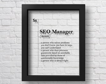 Transparent SEO Manager Gift Funny SEO Manager Print Seo Manager Definition Office Wall Art Freelancer Gift Idea Seo Gift It Manager Gift