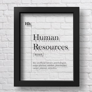 TRANSPARENT Human Resources Definition Print HR Office Decor Recruiter Coworker New Job Gift Professions Wall Art Scandinavian Dictionary