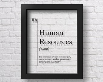 TRANSPARENT Human Resources Definition Print HR Office Decor Recruiter Coworker New Job Gift Professions Wall Art Scandinavian Dictionary