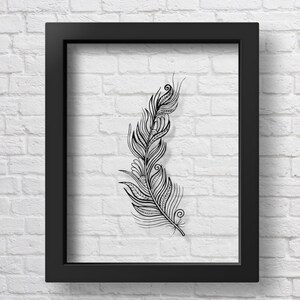 TRANSPARENT Abstract Feather Poster Abstract Wall Art Abstract Decor Feather Print Feather Gift Feather Sketch Office Decor Home Decor