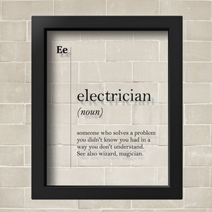 Electrician Definition Acrylic Glass Poster, Funny Electrician Gift, Coworker Gift, Electricity Wall Art, Electrician Office Decor