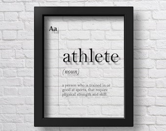 TRANSPARENT Athlete Definition Print Sports Fitness Gift Gym Decor Minimalist Wall Art Dictionary  Minimalist Scandinavian Art Professions