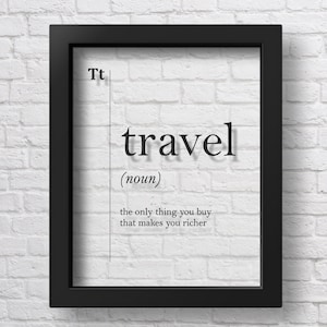 TRANSPARENT Travel Definition Traveler Gift Travel Wall Art Typography Home Decor Living Room Office Scandinavian Wanderlust Dictionary