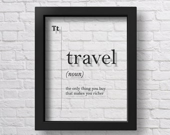 Transparent Travel Definition Traveler Gift Travel Wall Art Typography Home Decor Living Room Office Scandinavian Wanderlust Dictionary