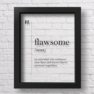 TRANSPARENT Flawsome Definition Print Romantic Wall Art Minimalist Wall Art Funny Home Office Decor Scandinavian Dictionary Minimalist