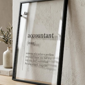 Póster transparente con la definición de Contador, Regalo para Contadores, Decoración de pared para oficina de contabilidad, Impresión en vidrio acrílico