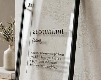 Transparent Accountant Definition Poster, Accountant Gift, Accountant Office Wall Decor, Acrylic Glass Print