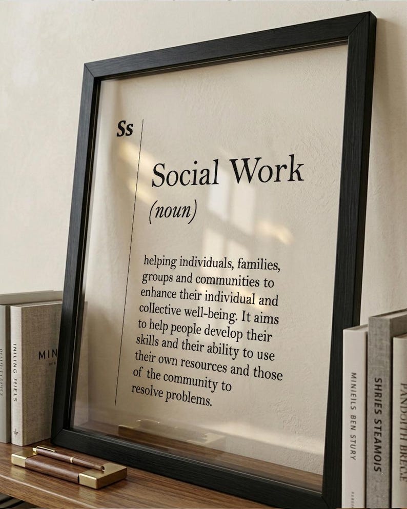 Transparent Social Work Definition Print, Social Worker Gift, Acrylic Glass Poster image 5