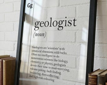 Transparent Geologist Definition Print, Geology Wall Art, Geologist Gift, Acrylic Glass Poster