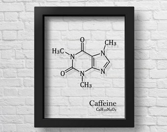 Transparent Caffeine Molecule Coffee Print Coffee Wall Art Cafe Decor Chemistry Wall Art Chemistry Poster Caffeine Print Science Minimalist